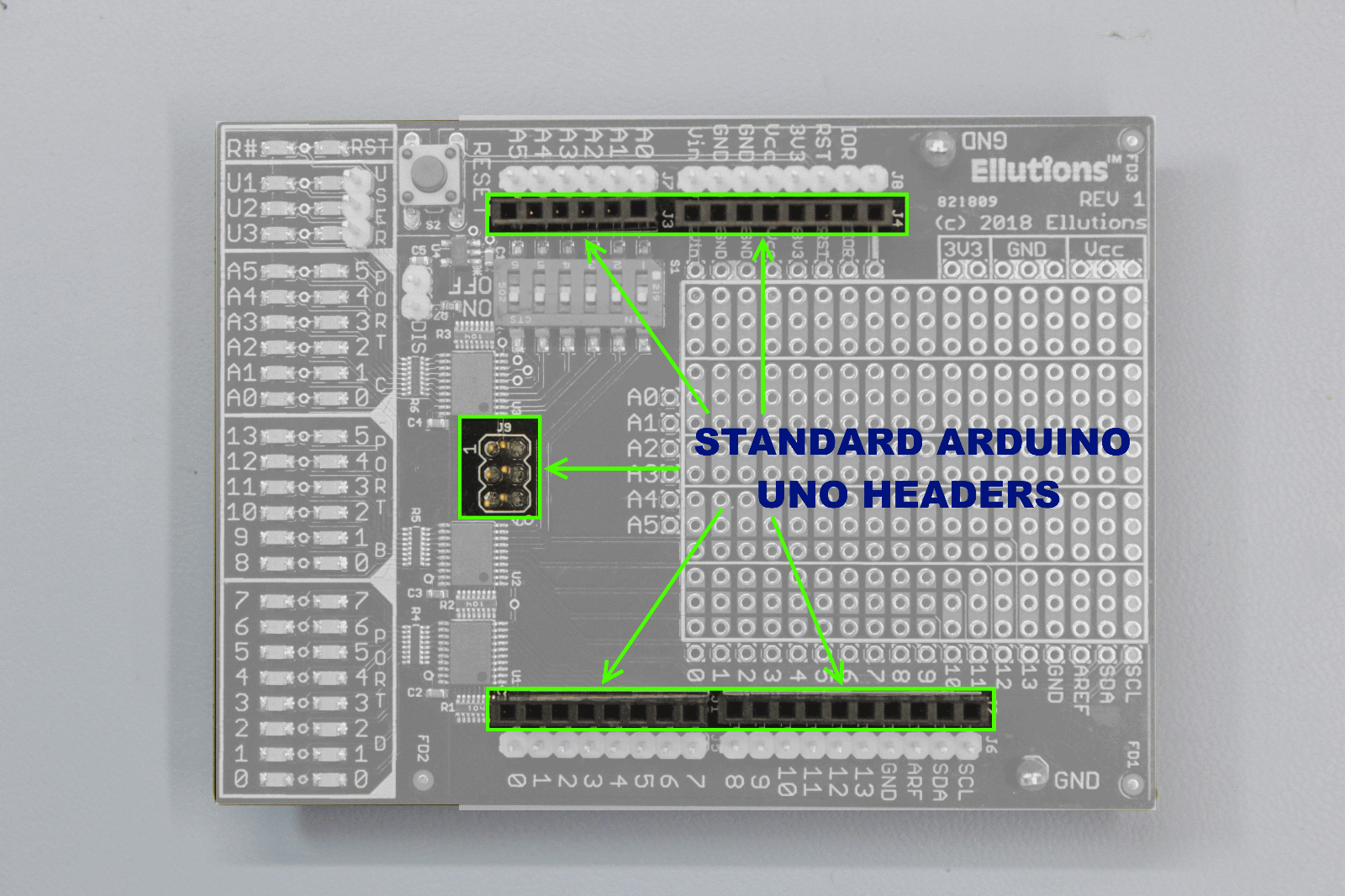DeDe DEbug & DEvelopment Shield for Arduino UNOs & Compatibles