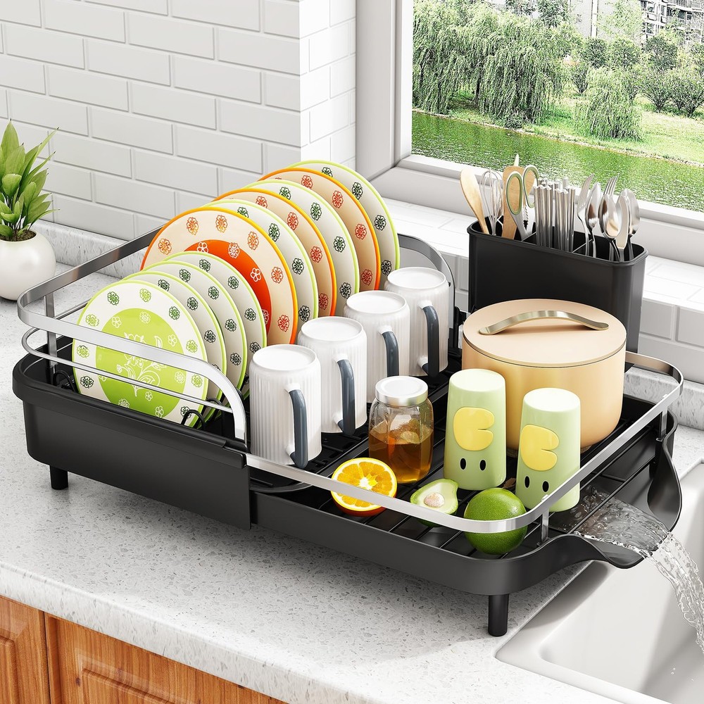 Dish Drying Rack - Expandable Dish Rack for Kitchen Counter, Rust-Resistant D...