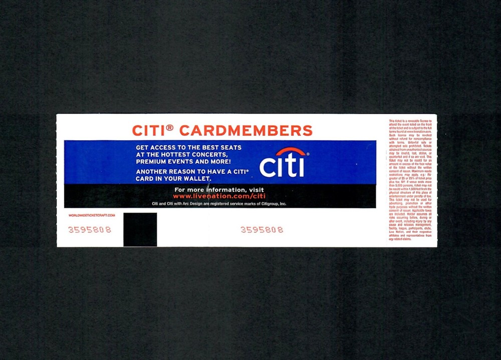 KISS & Motley Crue Full Ticket Stub 2012 The Tour Toyota Scranton PA w/ Confetti