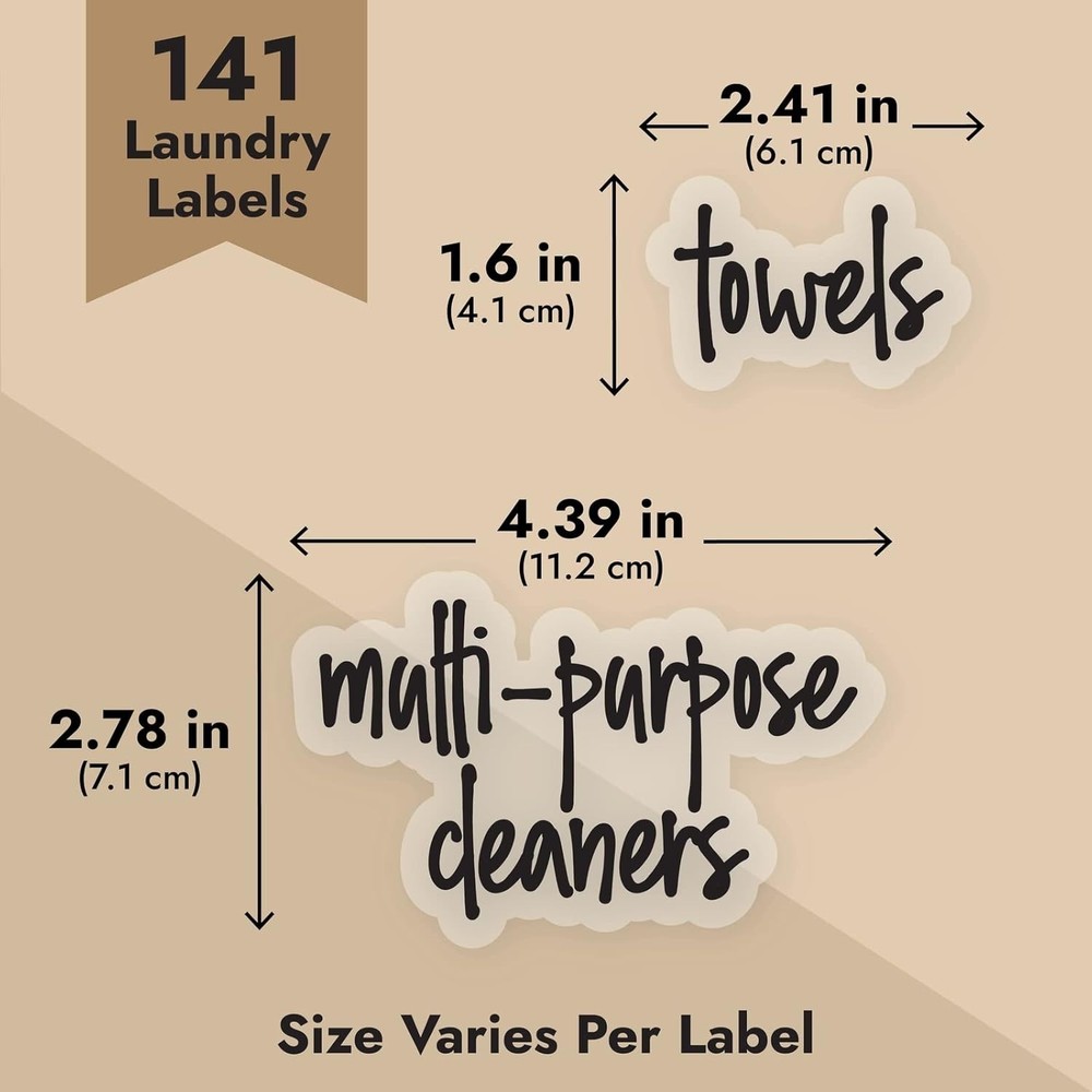 Laundry Labels for Jars & Containers - 141 Count, White Vinyl, Modern Script ...