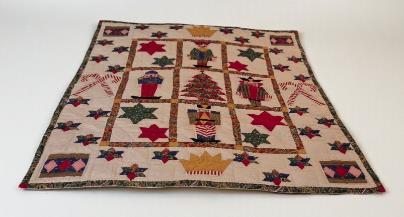 Handmade Grandma's Patchwork 49x59 Throw Quilt Nutcrackers/Star/Crown/Candy Cane