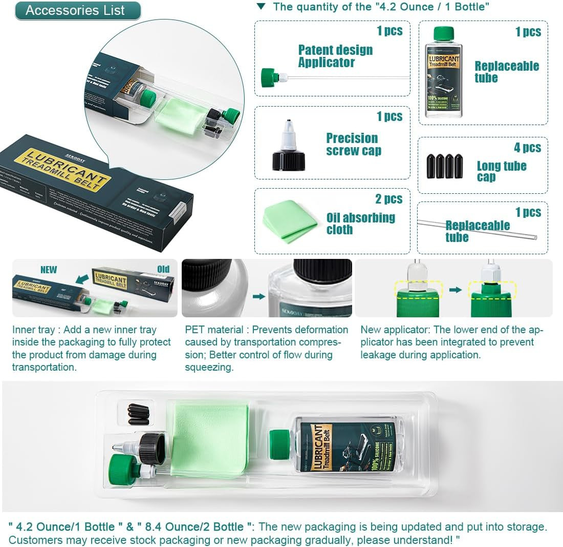 Silicone Treadmill Belt Lubricant 4.2ozHigh Temp Resistant w/ Applicator Tubes