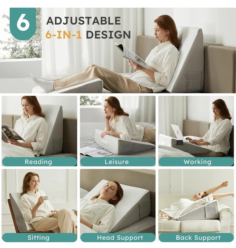 Wedge Pillow, Multipurpose, Memory Foam, Washable