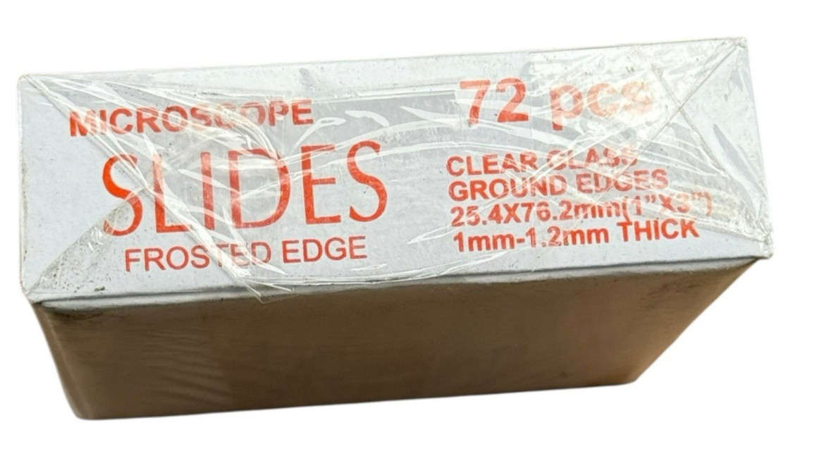2 Boxes of 72 (144) Glass 1" x 3" Microscope Slides w/ Frosted Edge (J-335F)