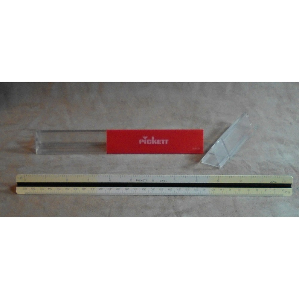 Pickett 234-E Architecture Scale Ruler w/Case Japan Drafting Engineering Vintage