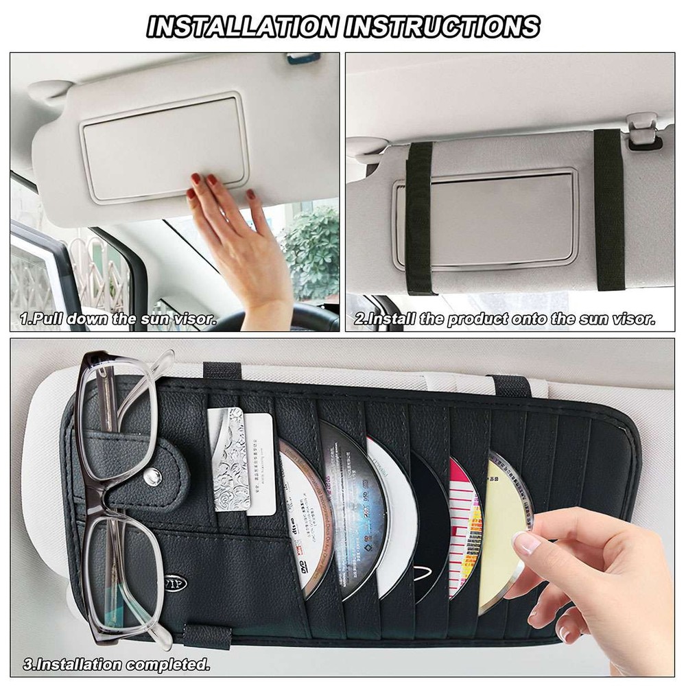 Sun Visor CD Case Holder for Car Multi-Function Visor Organizer for CD/DVD NEW