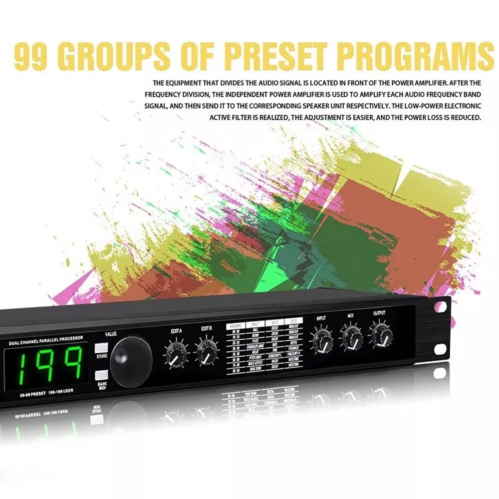 Pro Digital Reverb Multi Effect Dsp Processor Audio Equalizer Vocal Mic