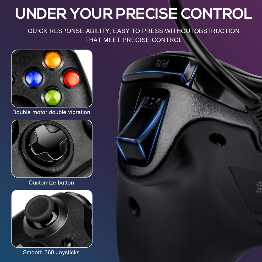 Wired Controller USB For PC Compatible With Xbox 360 / Windows 7 8 10 11 Gamepad