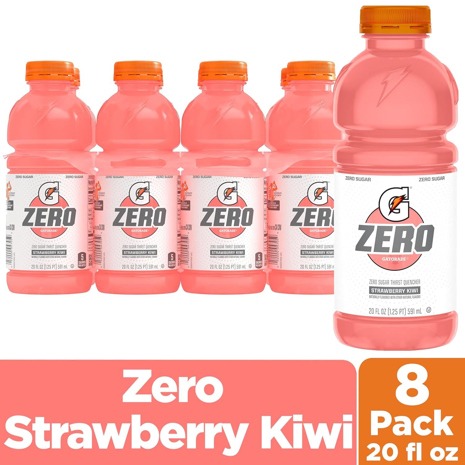 Gatorade Thirst Quencher Zero Sugar Sports Drink, Strawberry Kiwi, 20Oz Bottles,