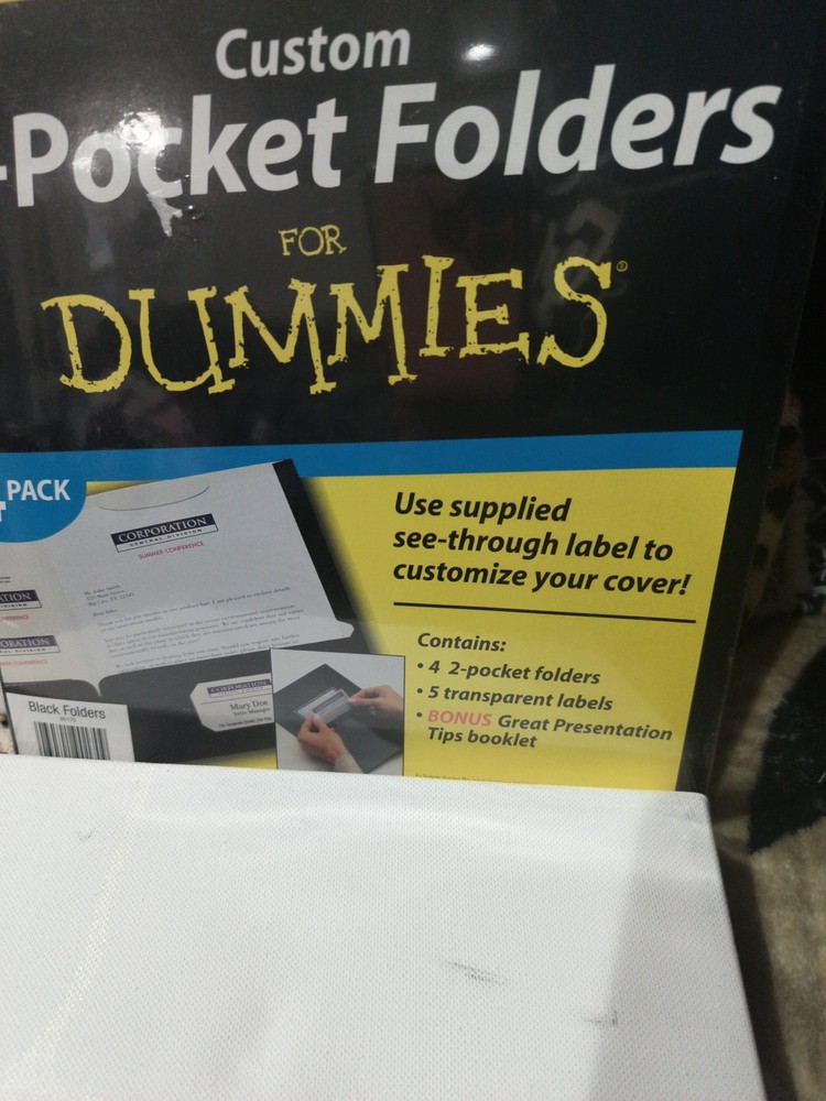 Custom Two Pocket Folders For Dummies Presentations NEW Bonus Tips Book!