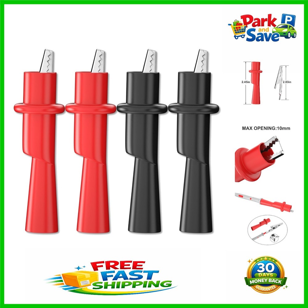 4PCS Push-On Alligator Clips Set for Multimeter Electrical Testing