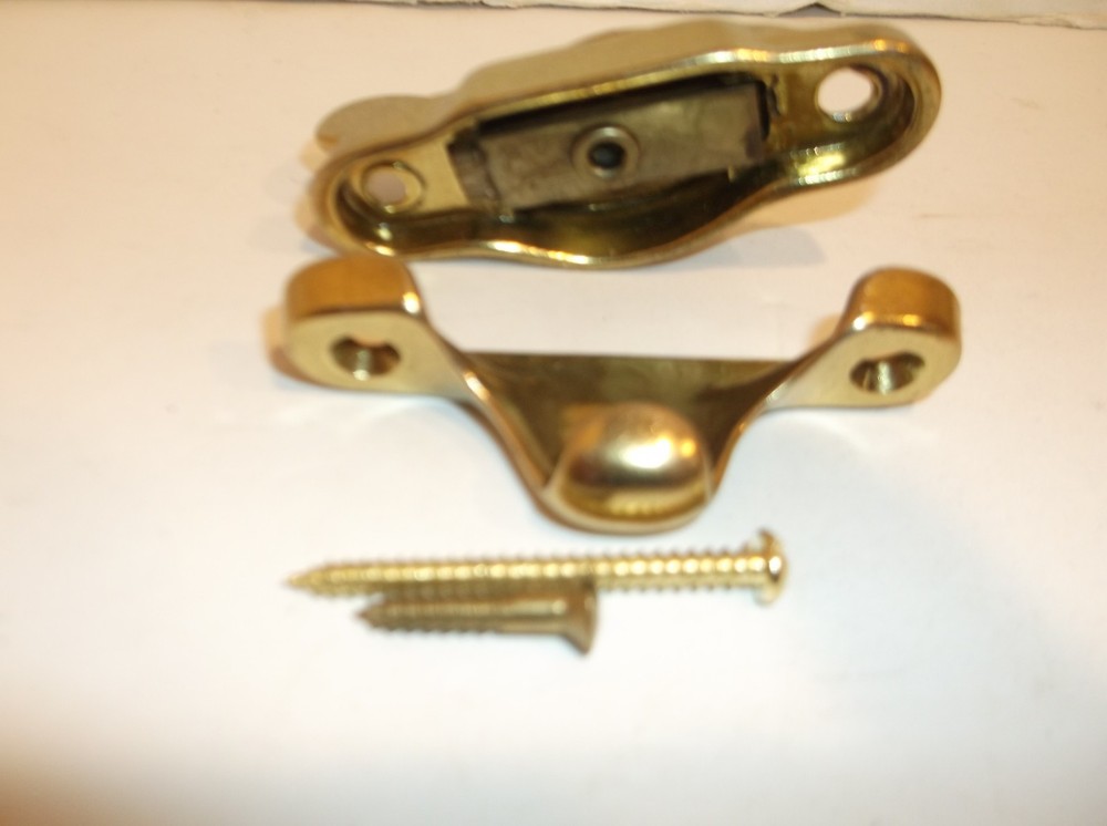 2 Polished Brass Sash Window Locks & 1 Handrail Bracket some screws