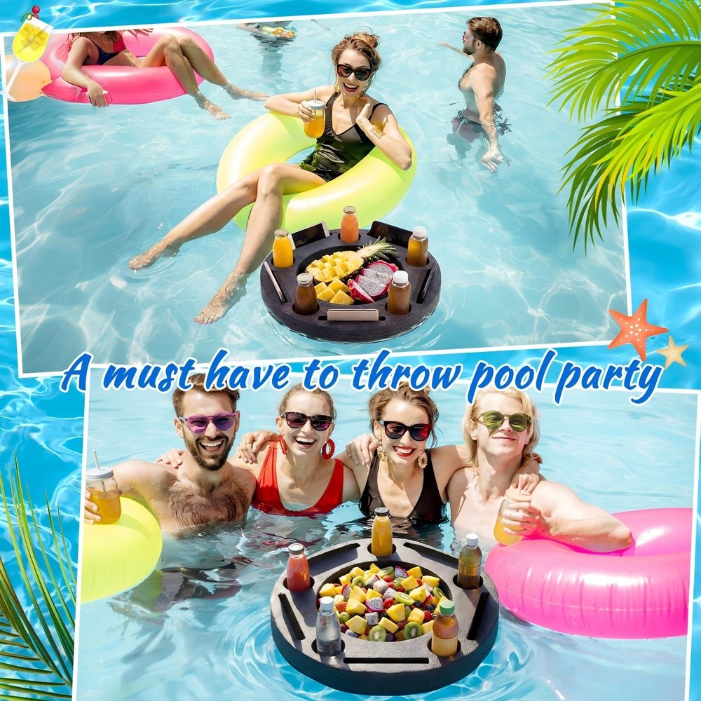 Large Floating Drink Holder Black Floating Refreshment Table Tray 5 Compartme...