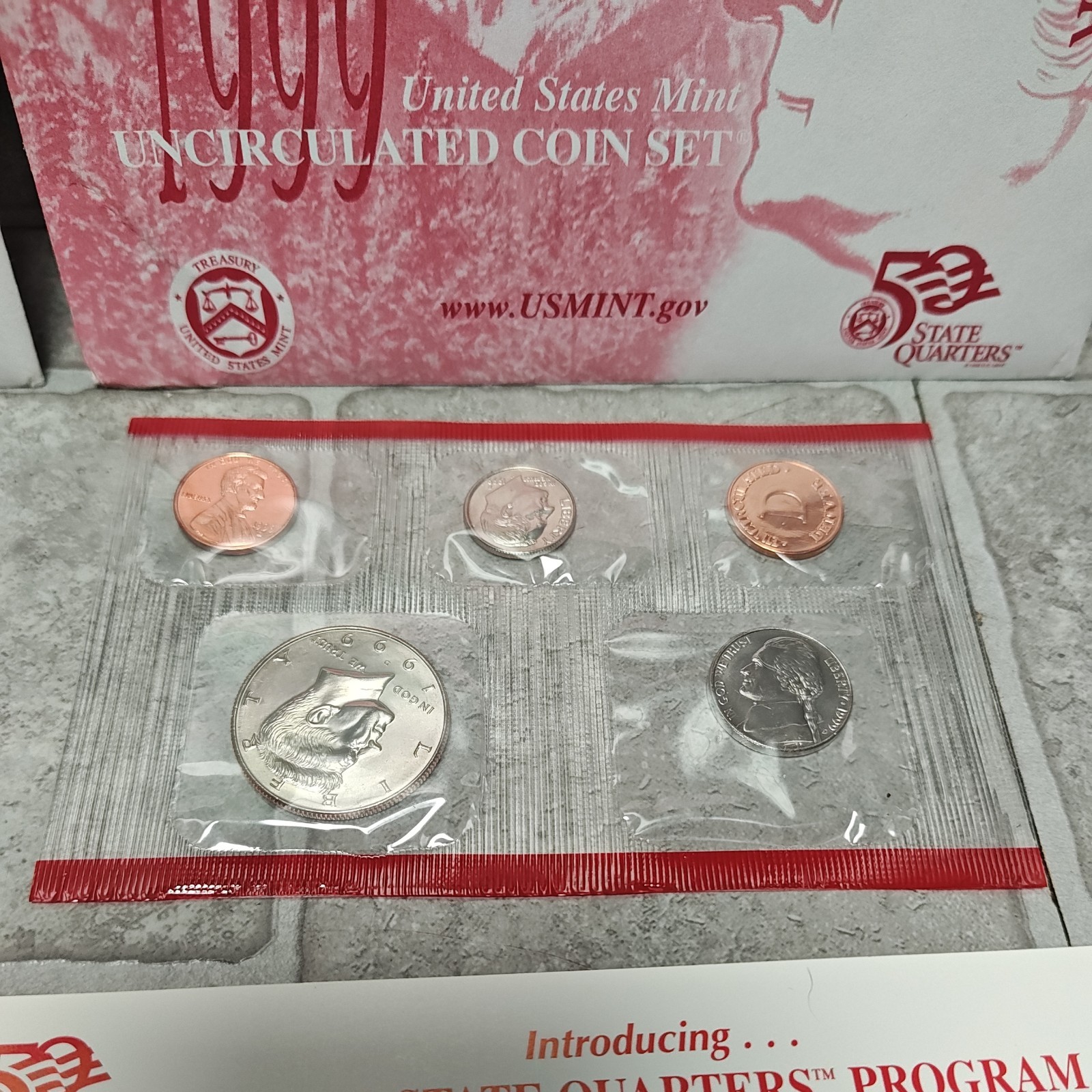 1999 United States US Mint Set 18 Coin P & D Uncirculated Coin Set OGP & COA