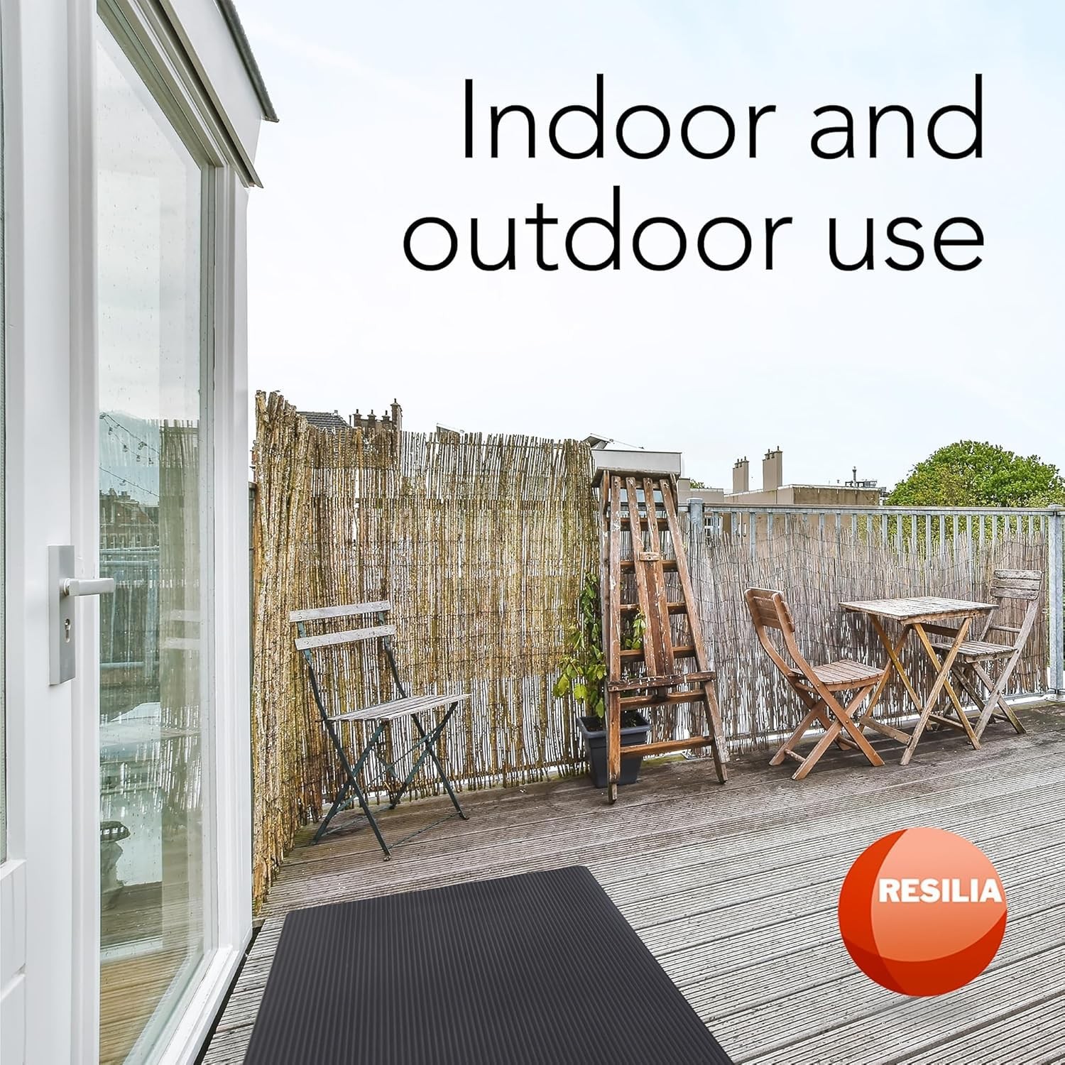 RESILIA Black Plastic Floor Runner - Embossed Wide Rib Waterproof Vinyl Heavy