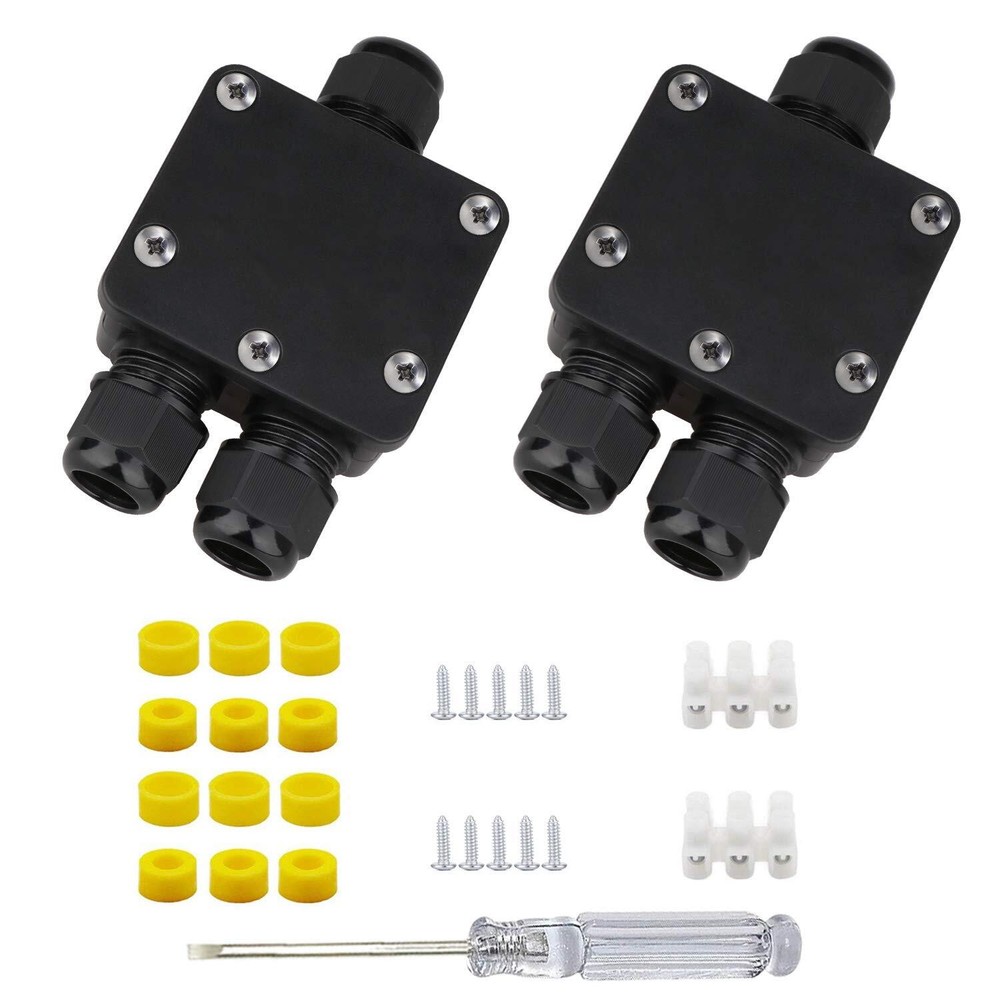 2 Pcs Waterproof Junction Box 3 Way Ip68 External Waterproof Electrical Junction