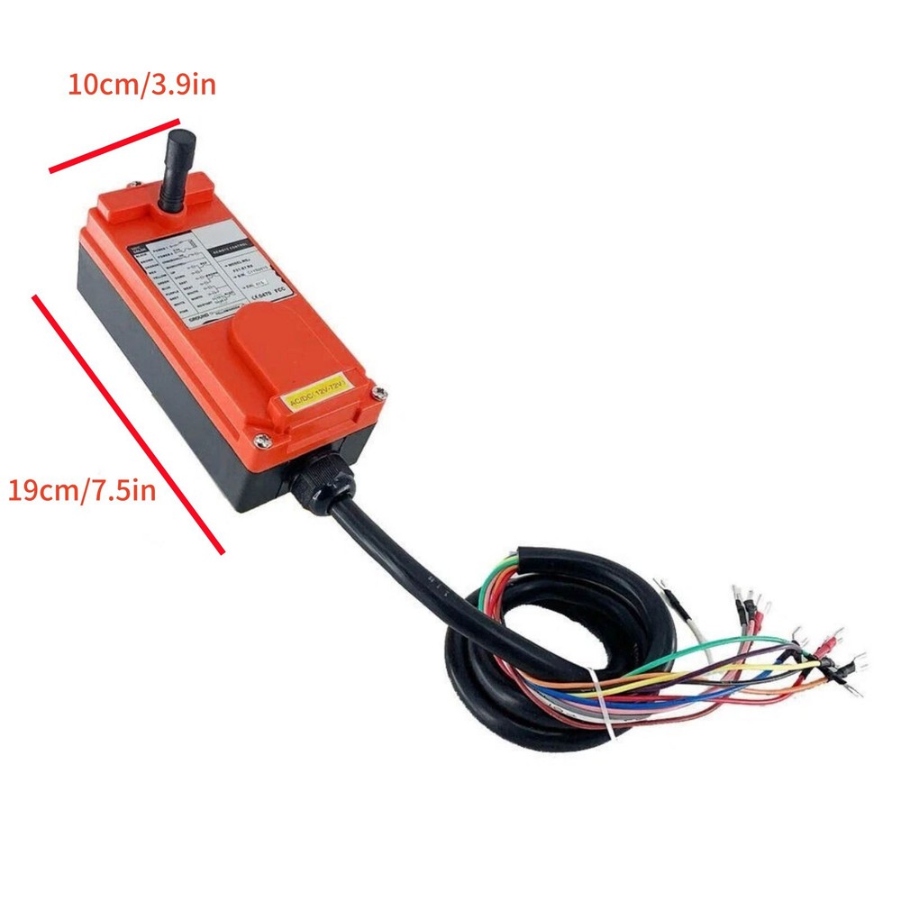 Wireless Crane Remote Control, 8-Button Transmitter + 1x Receiver, 12V-72V
