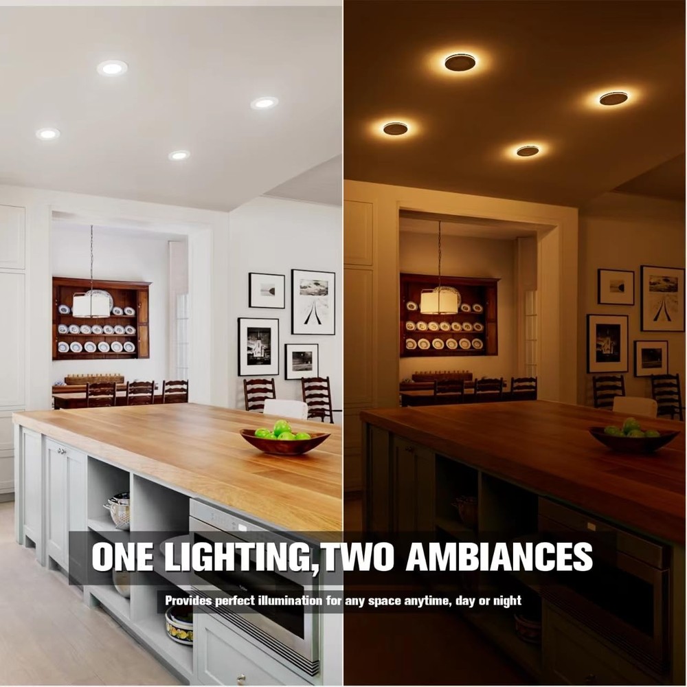 6 Pack 4 Inch 5CCT LED Recessed Ceiling Light Panel Dimmable with Night Light
