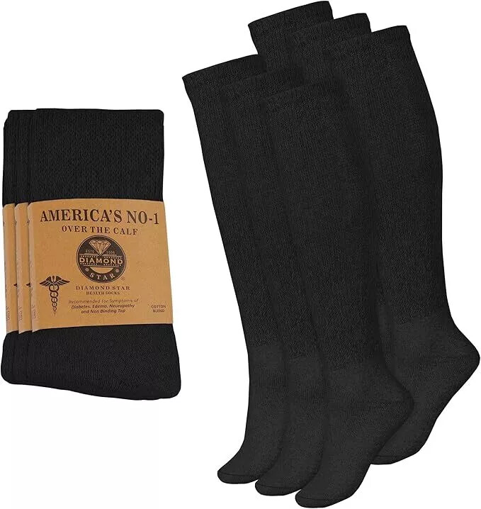 5-100 Dozens Wholesale Bulk Lots Men's Diabetic Over The Calf Socks 10-13 13-16