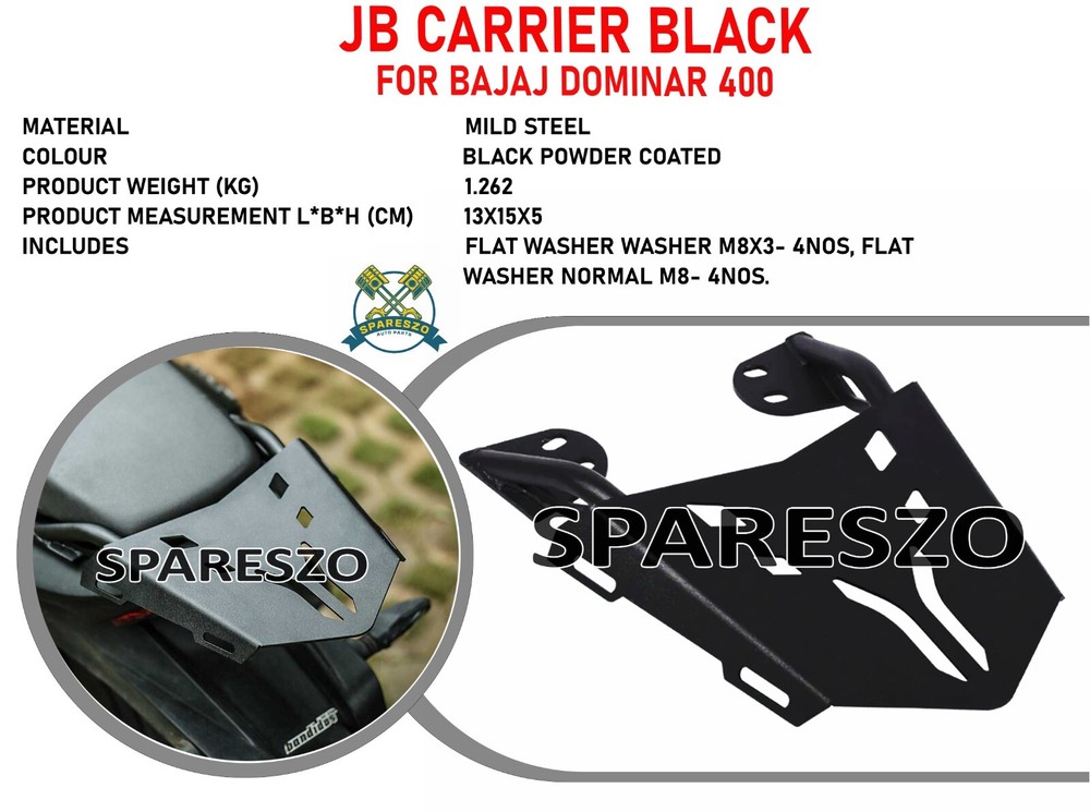 " JB CARRIER, BLACK "Fit For BAJAJ DOMINAR 400
