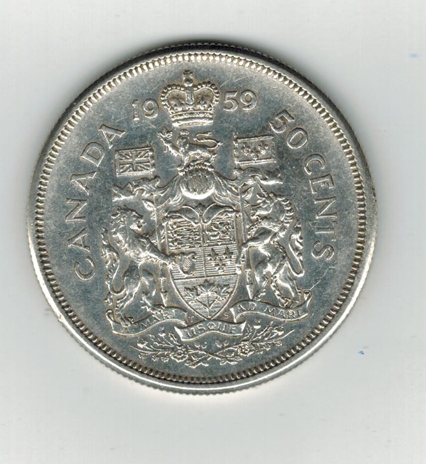 1959 Canadian SILVER  Half Dollar