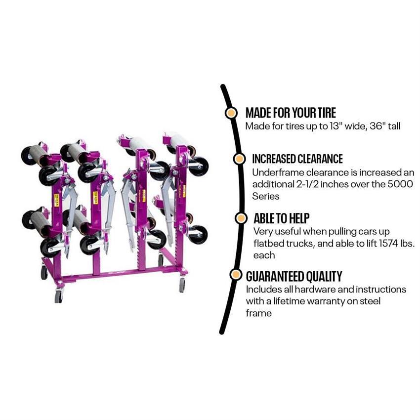 GoJak Car Wheel Dolly Master Set with Storage Rack, Set of 4, 1574lb Capacity