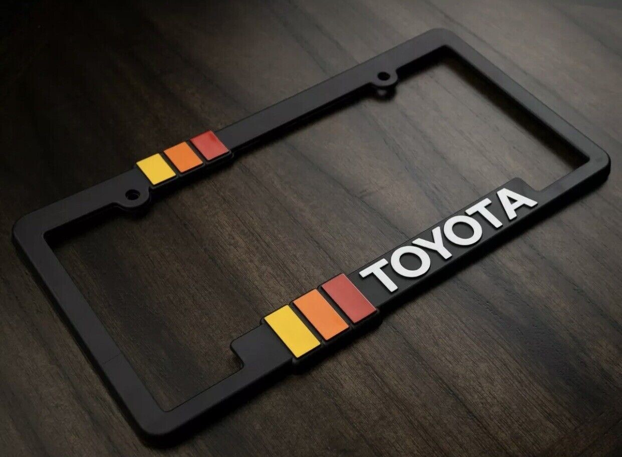 Toyota-Retro-Style-License-Plate-Frame-TRD-Offroad-Tacoma-FJ-Cruiser-4x4