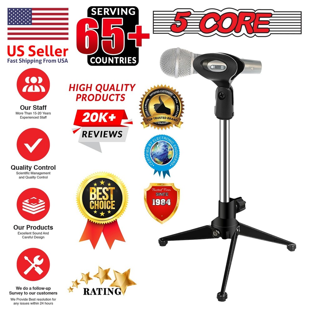 5Core Desktop Mic Stand Tripod Universal Desk Microphone Holder Table Top Stand