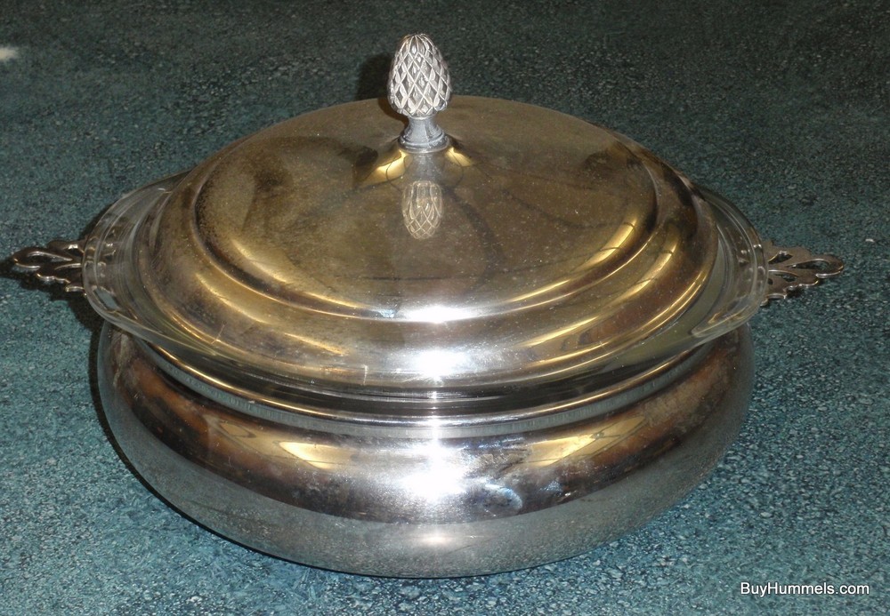 Sheffield Silverplate Casserole Dish 1127 with Pyrex 2Q Baking Dish Insert GIFT!