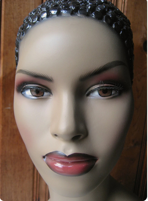 Female Mannequin Head Bust - Black Woman Hat Wig Necklace Display
