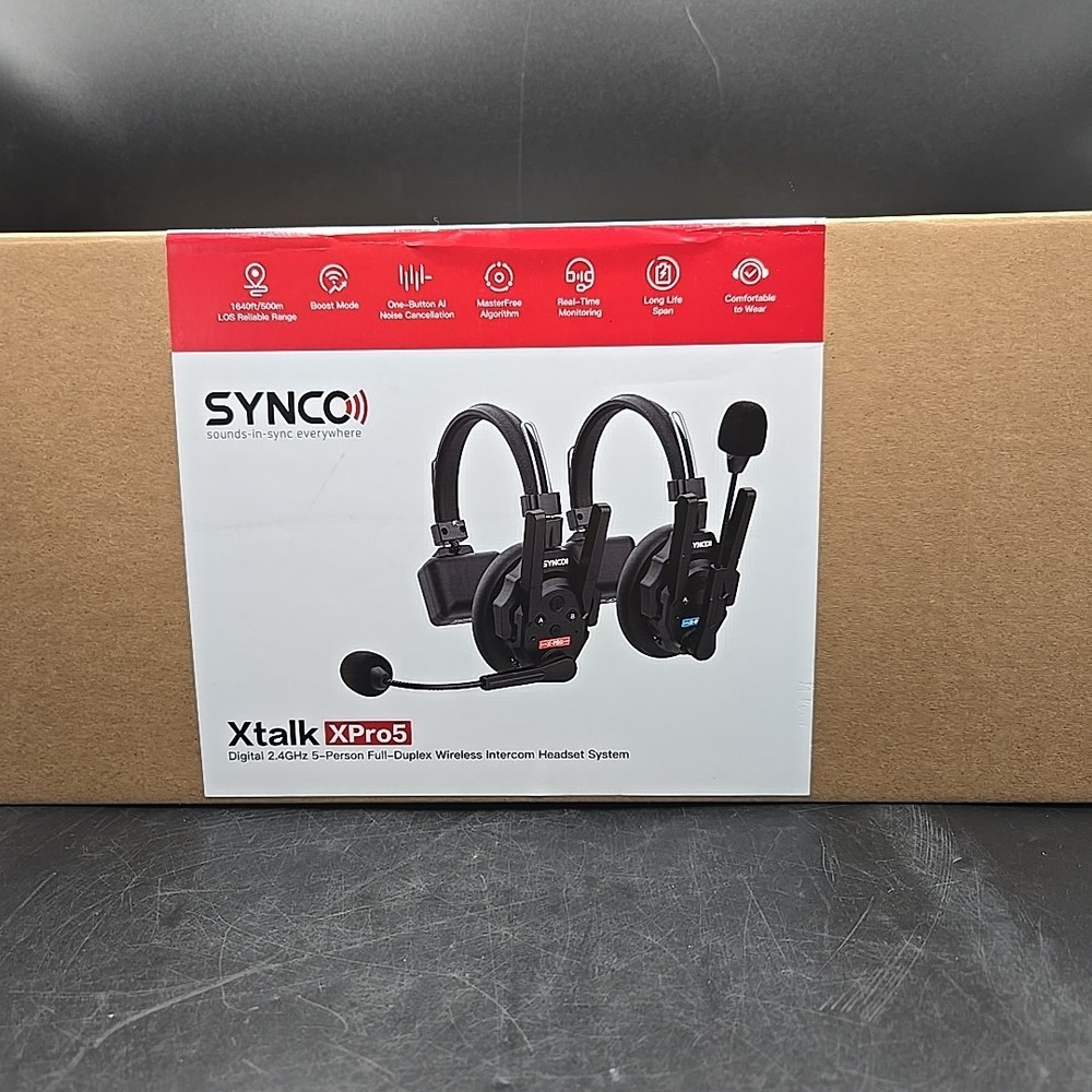 Synco Audio Xtalk XPro 5-Person Wireless Intercom System w/5x Single-Ear Headset