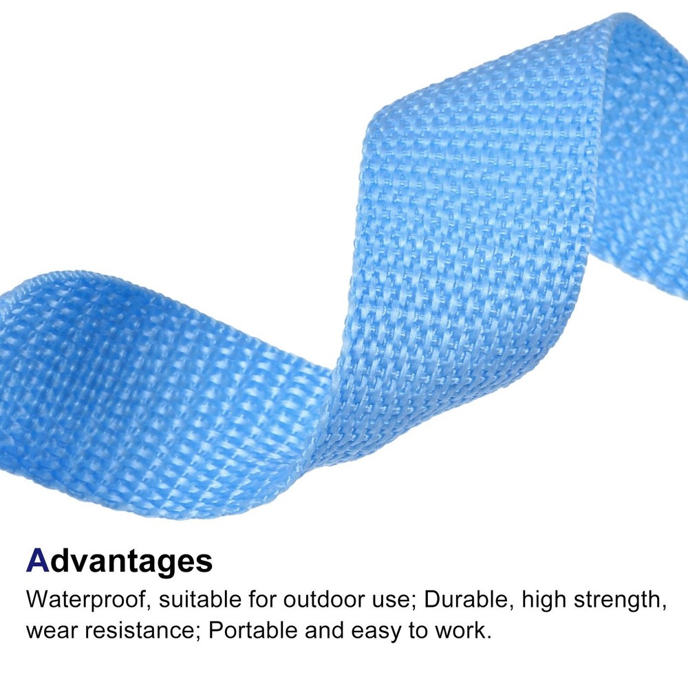 Lightweight Polypropylene Webbing Strap 1" 10 Yards Light Blue Strapping