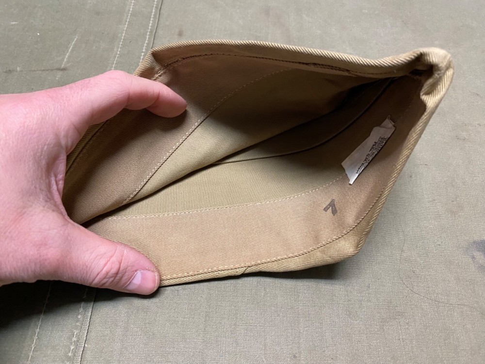 ORIGINAL WWII US ARMY SUMMER KHAKI OVERSEAS GARRISON HAT CAP-MEDIUM SIZE 7