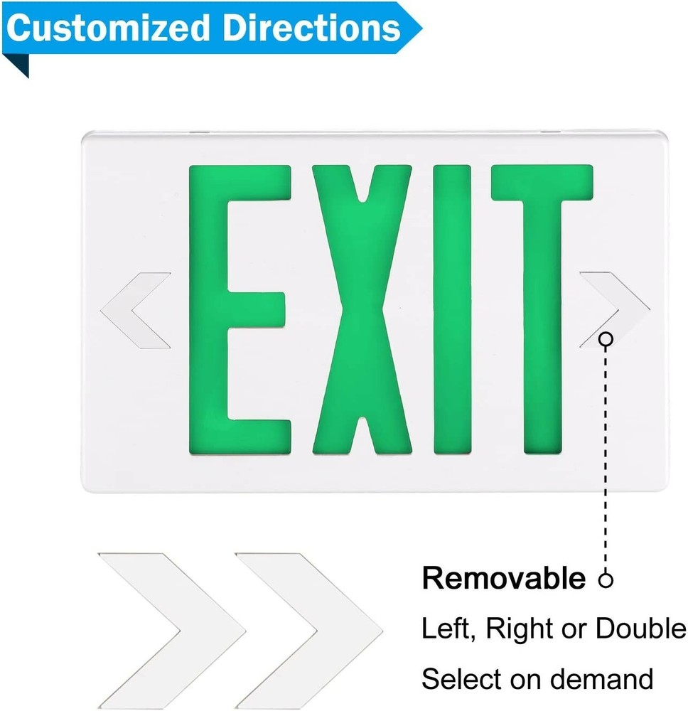 SPECTSUN 2 Packs UL Listed - Led Green Exit Sign with Battery Backup Exit Lights