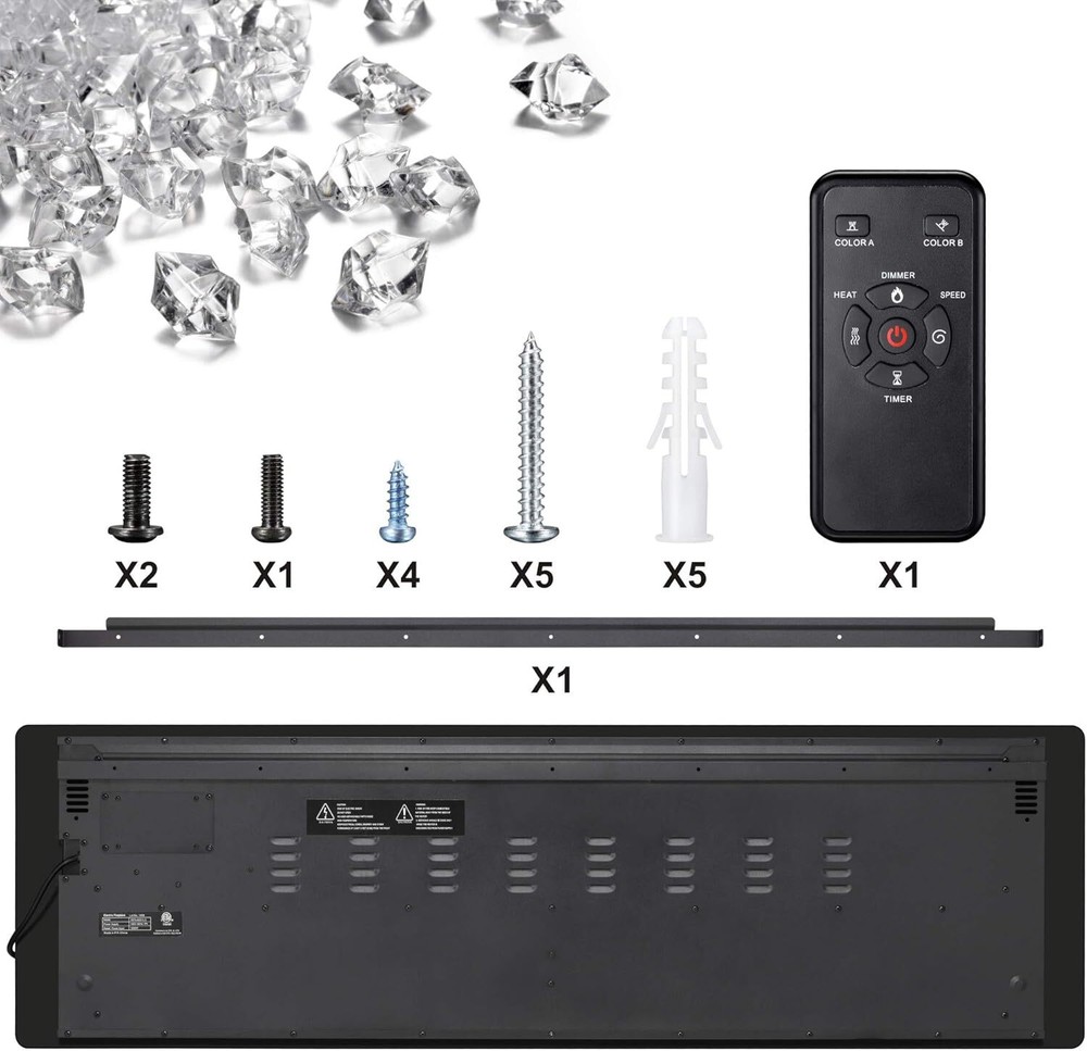 36 Inch Electric Fireplace Inserts, in-Wall Recessed & Wall Mounted,Remote&Timer
