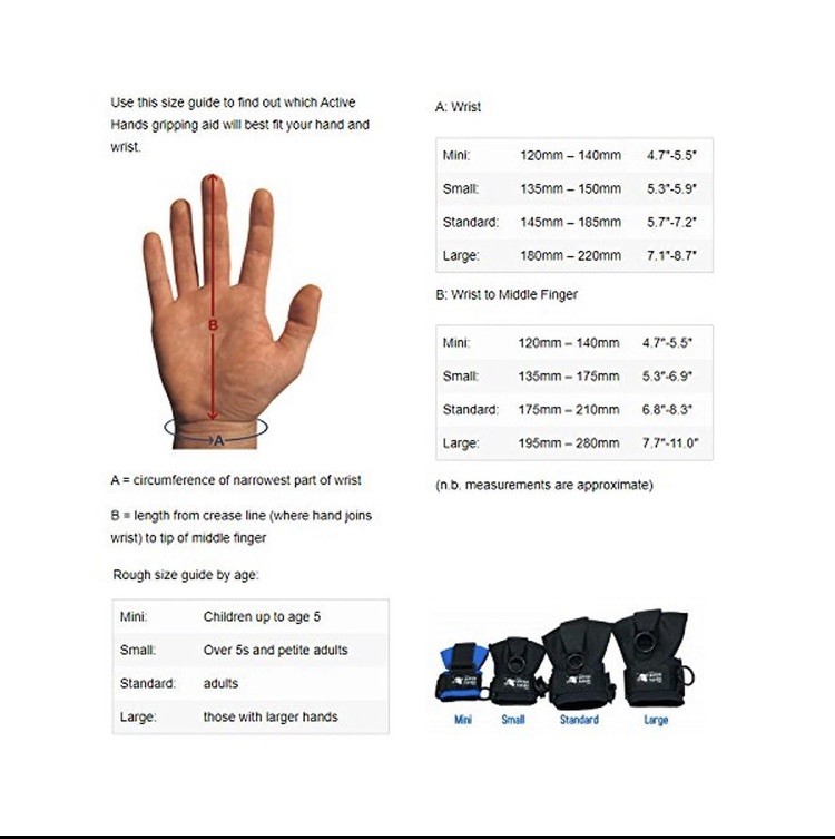 Active Hands General Purpose Gripping Aid | Mini Sized For Right Hand | Blue