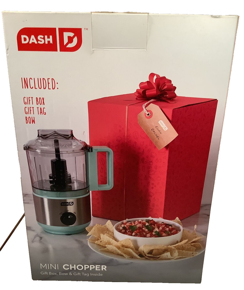 DASH Bow & Go! Mini Chopper w/Gift Box, Bow & Gift Tag inside Box -New Open Box-