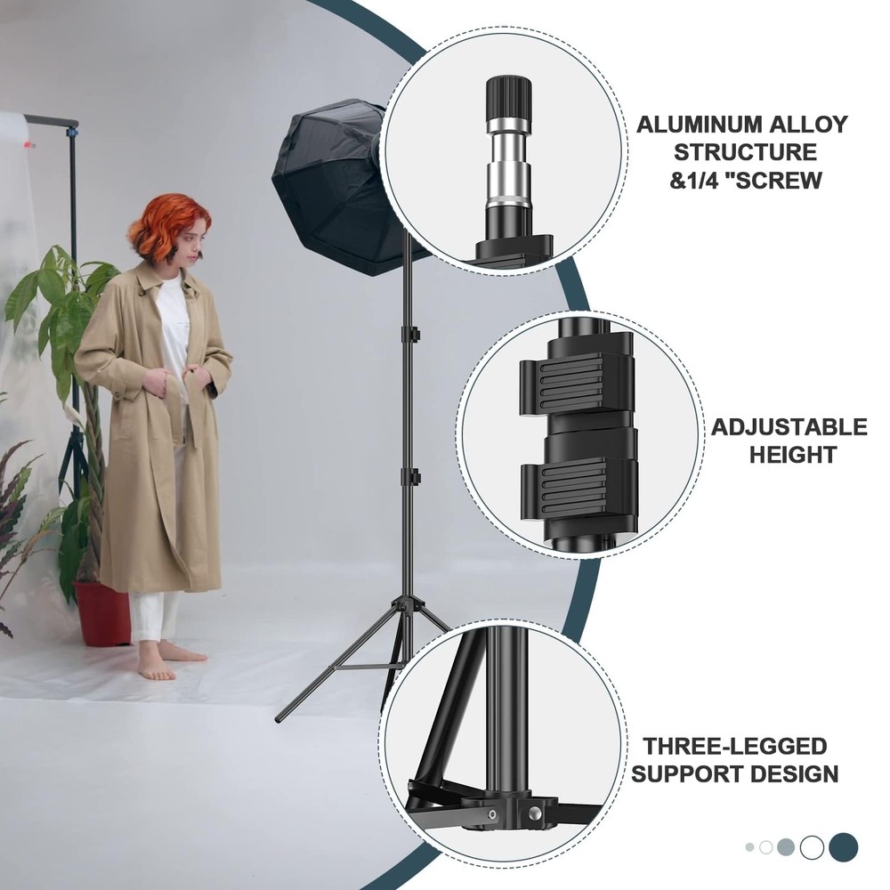 2 Pack 7 Ft Light Stand, Photography, Portable, Tripod, Case, Softbox, Flash