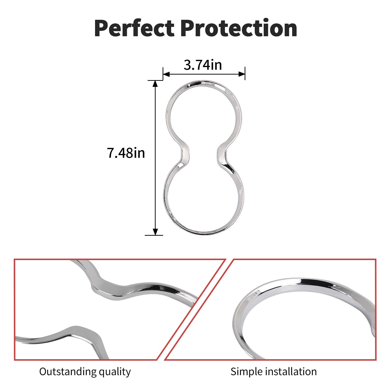 Fit for Jeep Grand Cherokee 2011-2021 Front Cup Holder Frame Cover Trim (Chrome)