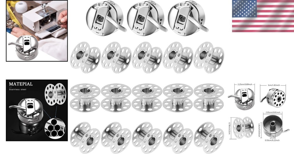 18-Piece Sewing Bobbin Case & Metal Bobbin Set for Front-Loading Machines