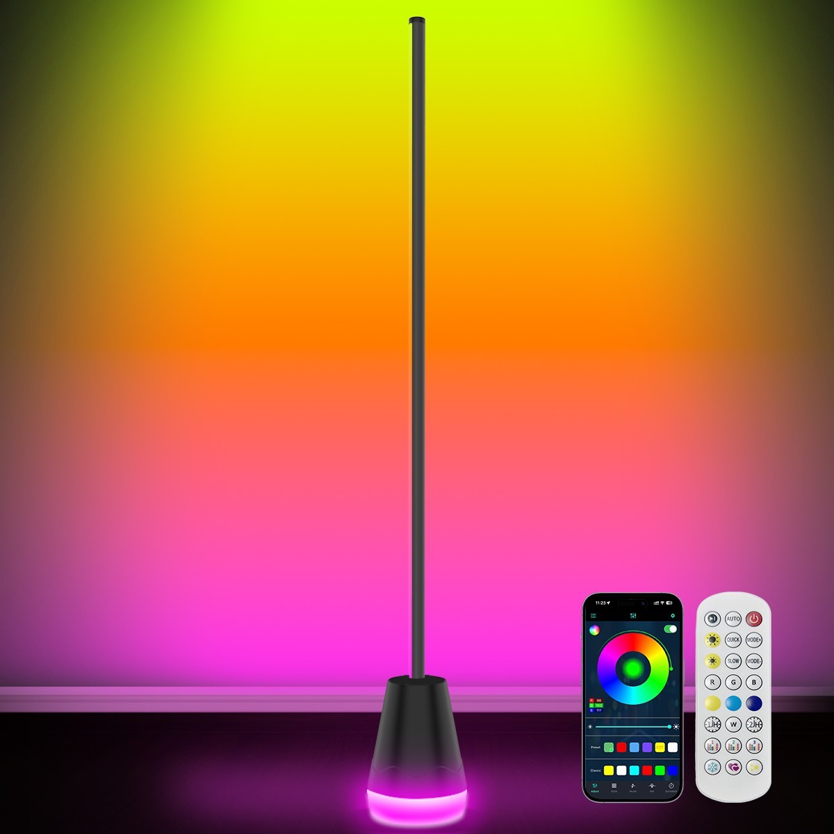 2pc 56" Smart LED Floor Lamp RGB Remote & APP Control Music Sync Corner Lighting