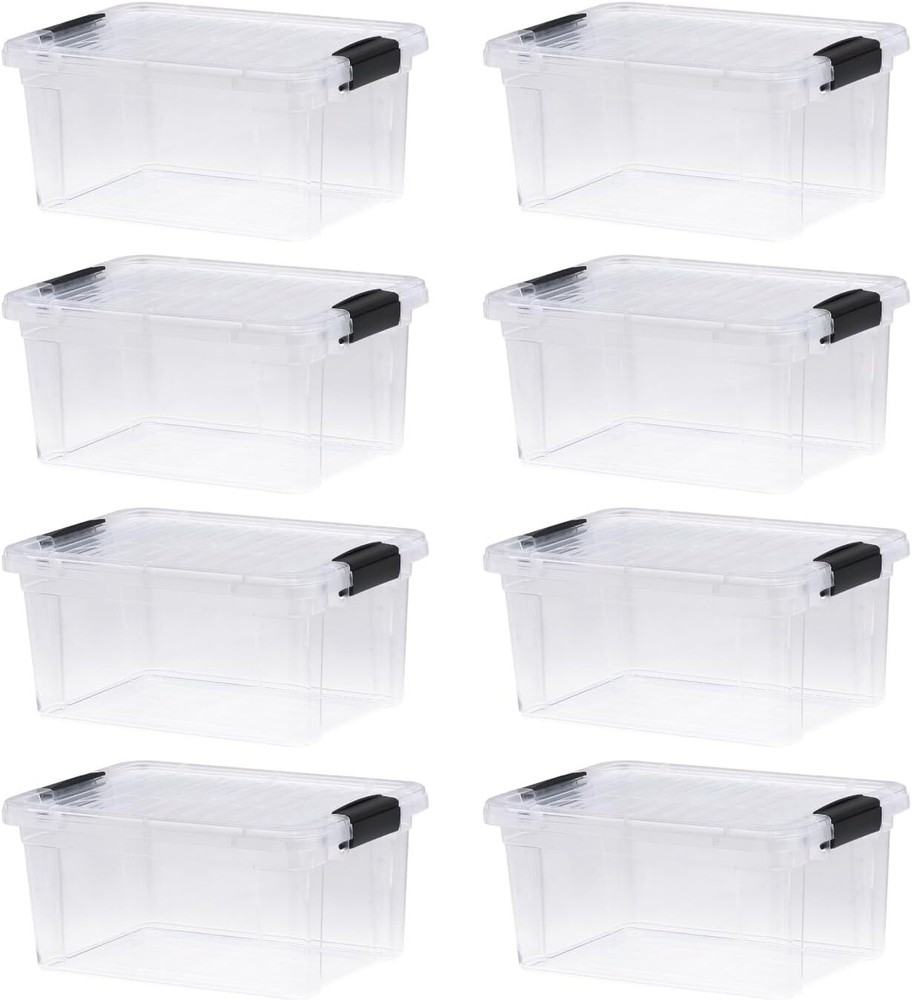 Superio Clear Storage Bins with Lids, 8 Pack- Plastic Storage Boxes - 6.6 Quart