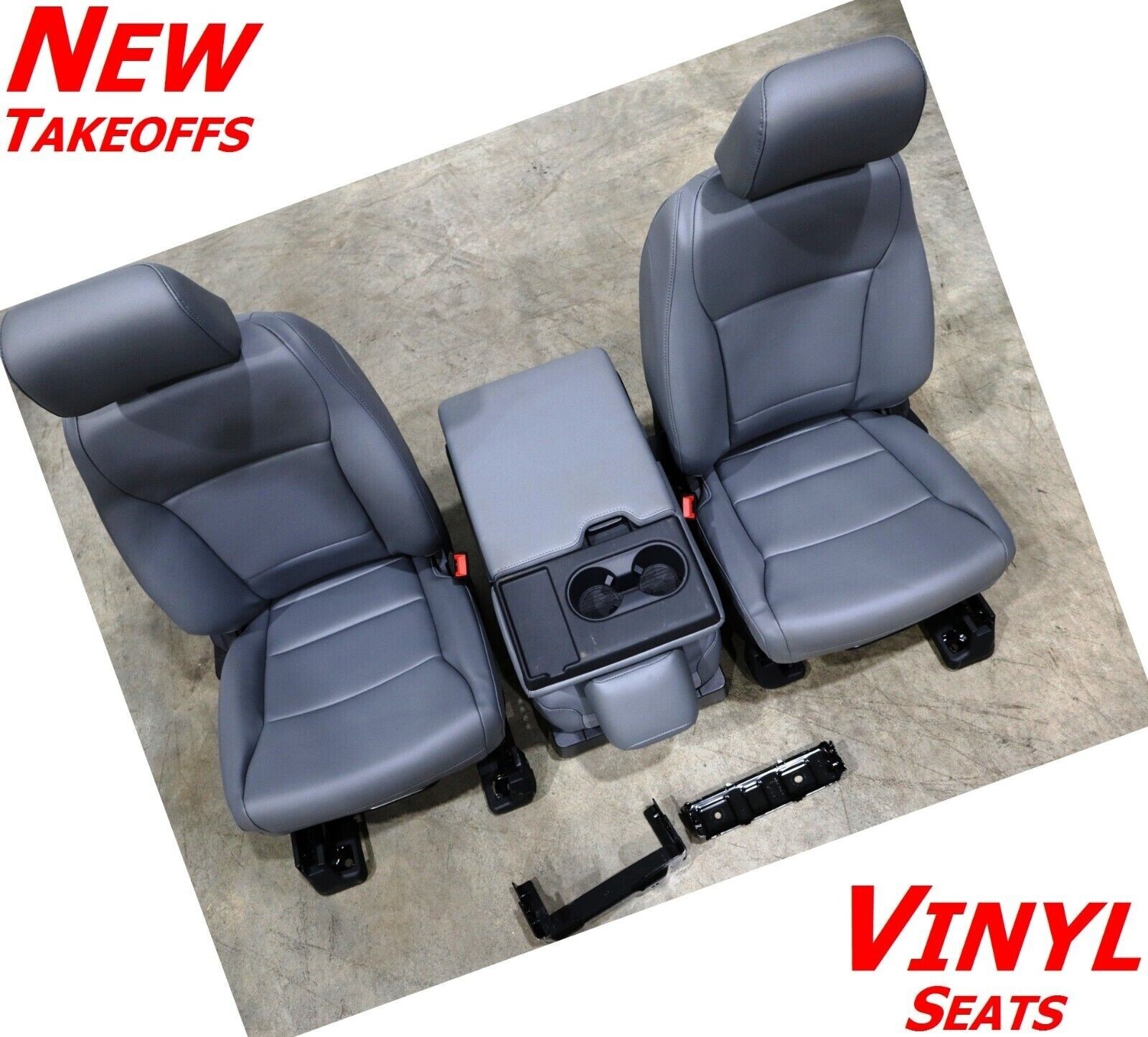 FORD F250 F350 SUPER DUTY FRONT VINYL GRAY BUCKET SEATS NEW GREY SET KIT OEM
