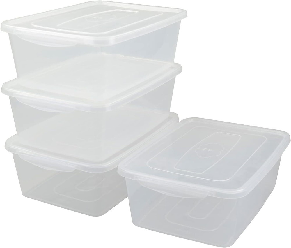 4-Pack 14 L Clear Storage Box, Plastic Bin