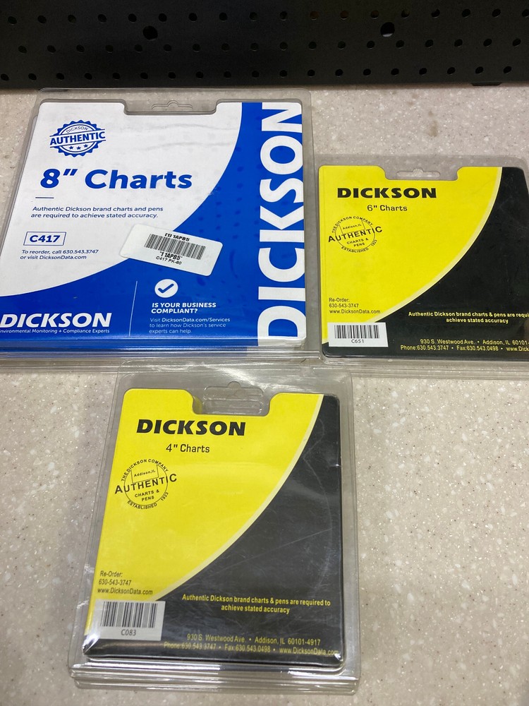 Dickson 7 Day Recording Charts Assortment 8" 6" 4"