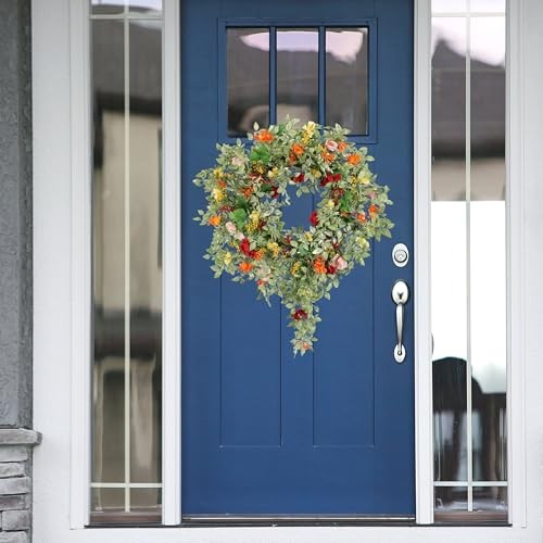 24IN Spring Summer Wreath Multicolor Wreath Spring Floral, Silk Multi2