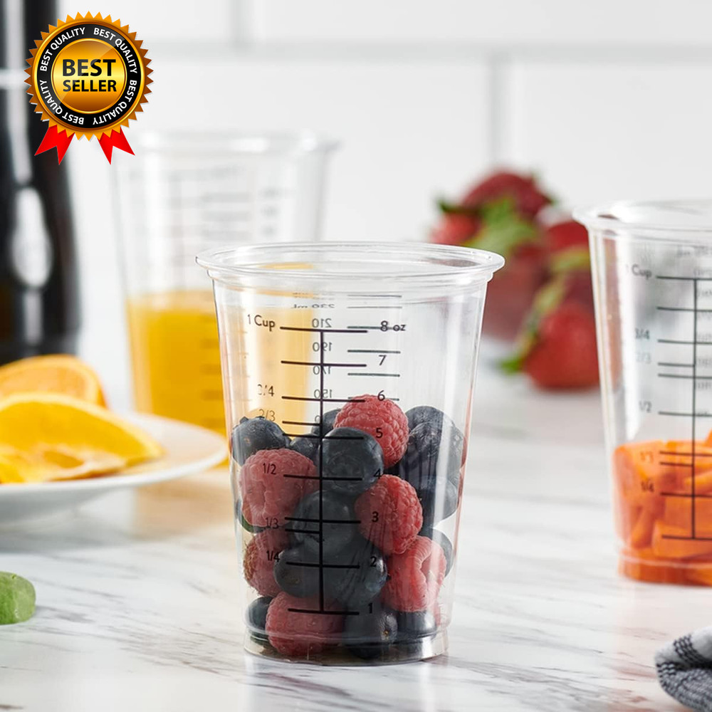 [10 Oz. - 50 Count] Multipurpose Disposable Plastic Measuring Cups Baking