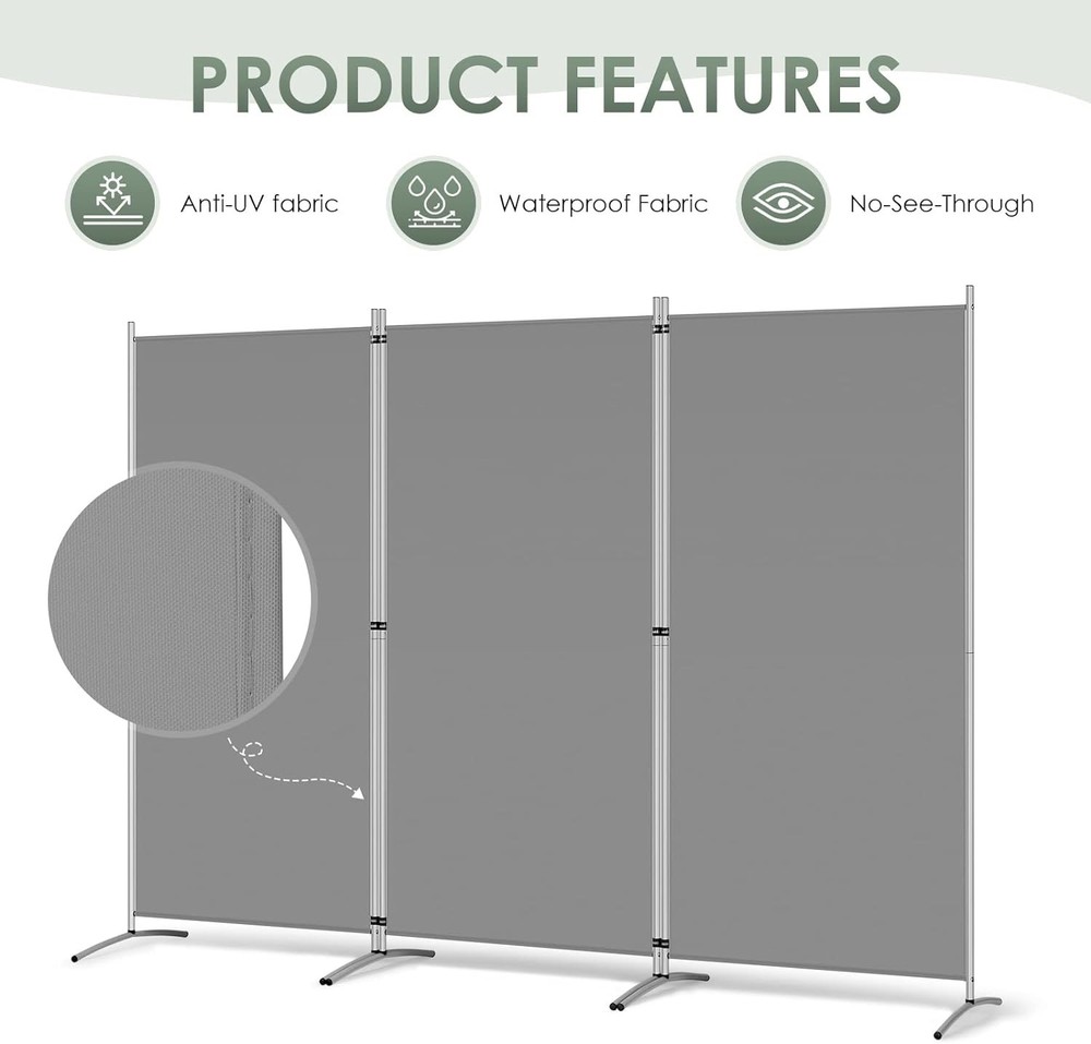 Lightweight 3-Panel Folding Room Divider: Durable and Stylish Privacy Screen