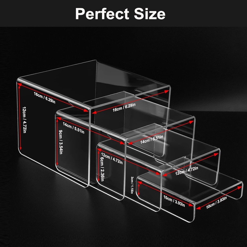 Acrylic Risers 8 Pcs, Clear Risers Display Stand, Acrylic Display Risers, Ris...