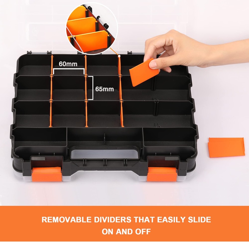 Double Side Tools Organizer 34 Compartment Plastic Dividers 2 Pack